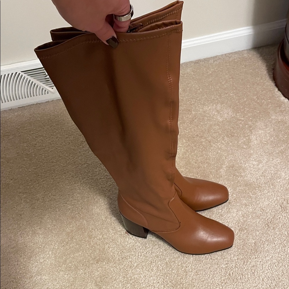 Franco Sarto Brown Knee-High Women's Boots Wide Calf - Picture 2 of 5